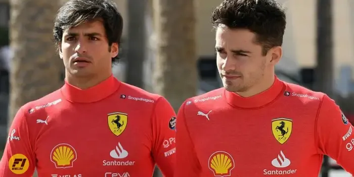 Carlos Sainz and Charles Leclerc doing post race interviews 