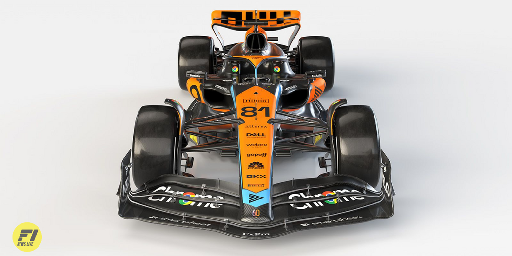 Mclaren MCL60 front view zoomed out , livery reveal on February 13, 2023 