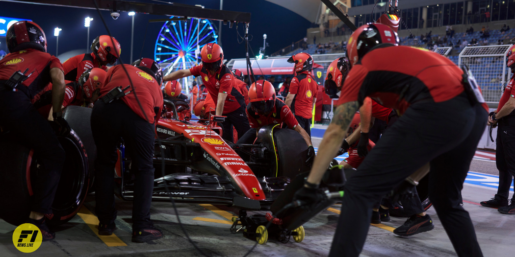 Carlos Sainz pit stop during the 2023 Bahrain Grand Prix weekend - Credit: Scuderia Ferrari