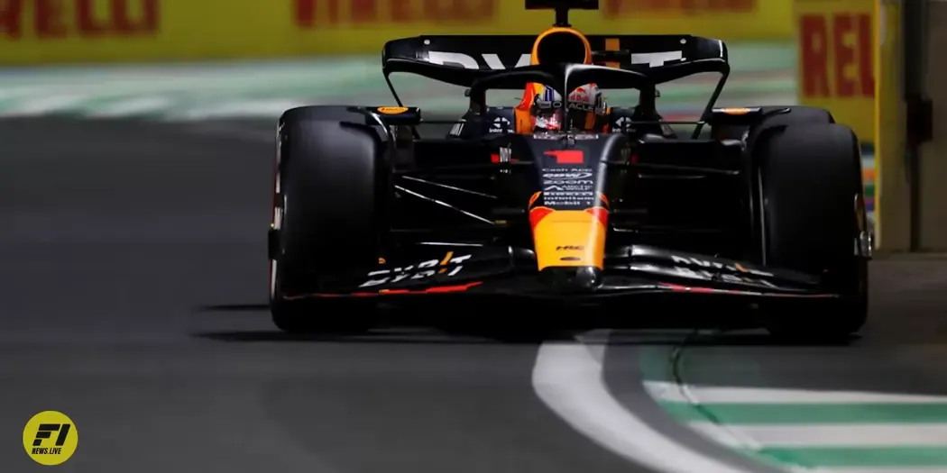 Max Verstappen pushing to take the fastest lap during 2023 Saudi Arabian Grand Prix