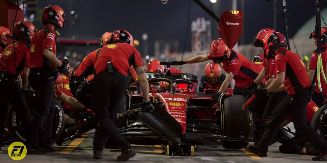 Charles Leclerc in pitstop during 2nd day of pre-season testing