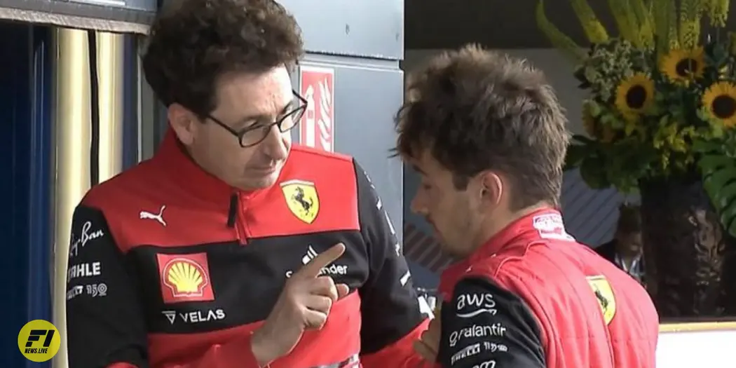 Binotto showing the finger to Leclerc after the 2022 British Grand Prix-Credit F1