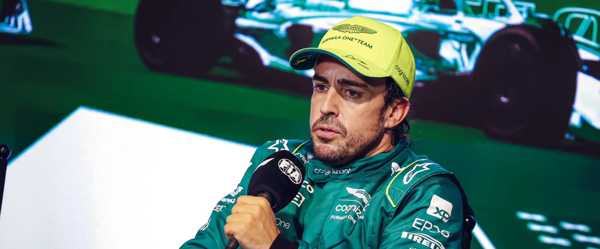 Fernando Alonso post race interview at the 2023 Saudi Arabia Grand Prix -Credit: Aston Martin F1