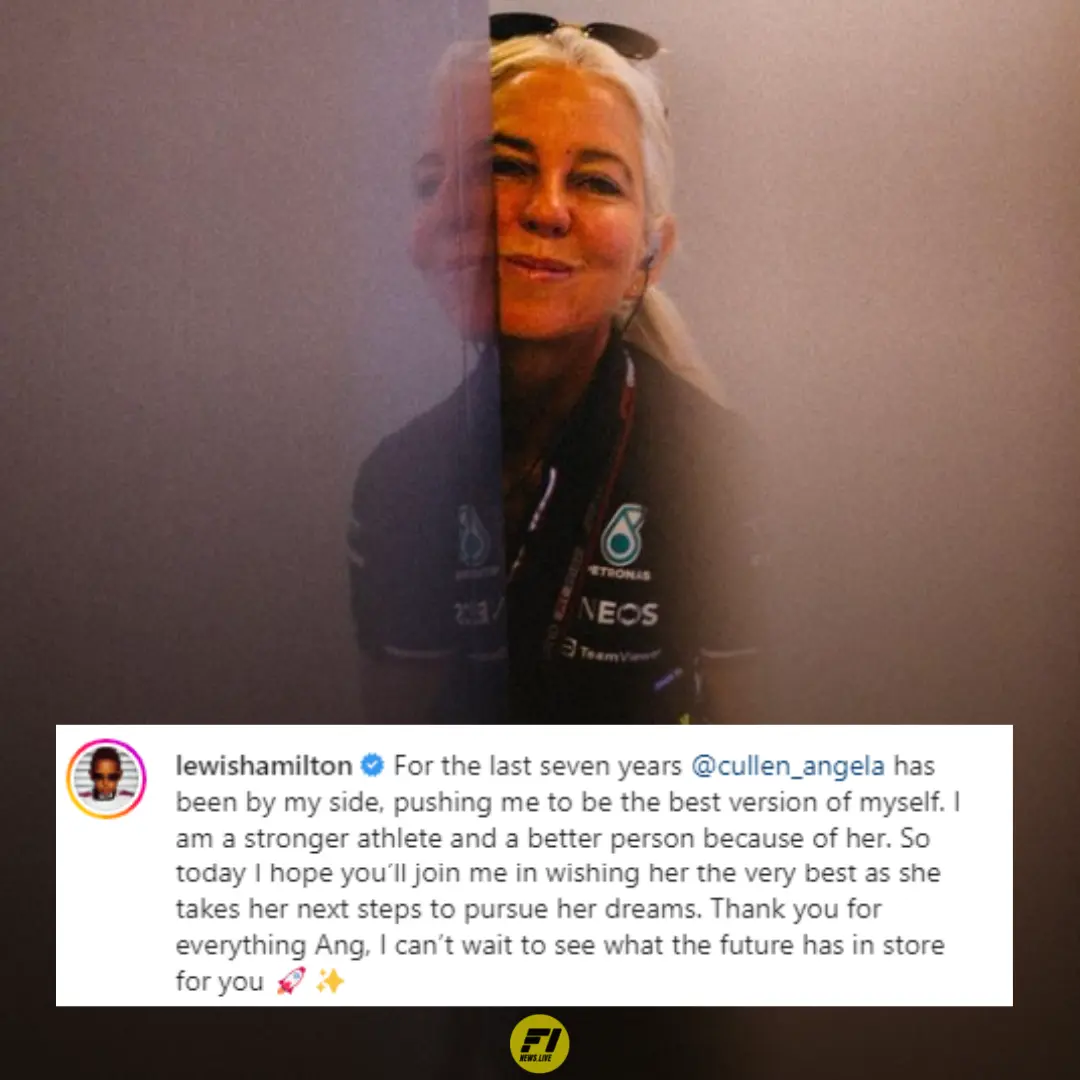 Lewis Hamilton Instagram post on Angela Cullen 