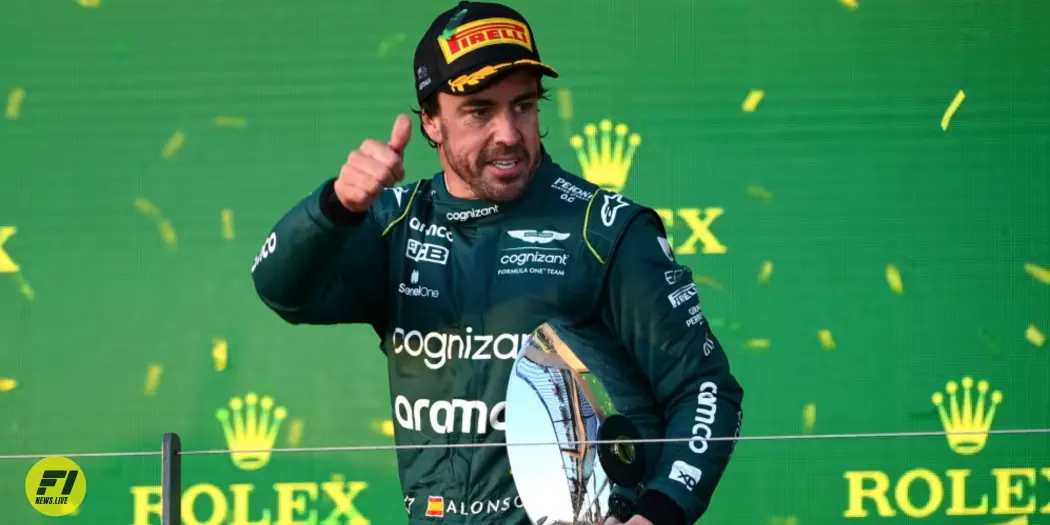 Fernando Alonso on podium during Australian GP