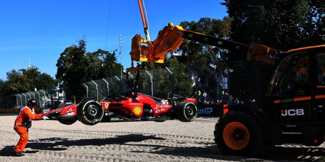 Stewards removing Charles Leclerc's car from the track during Australian GP 2023