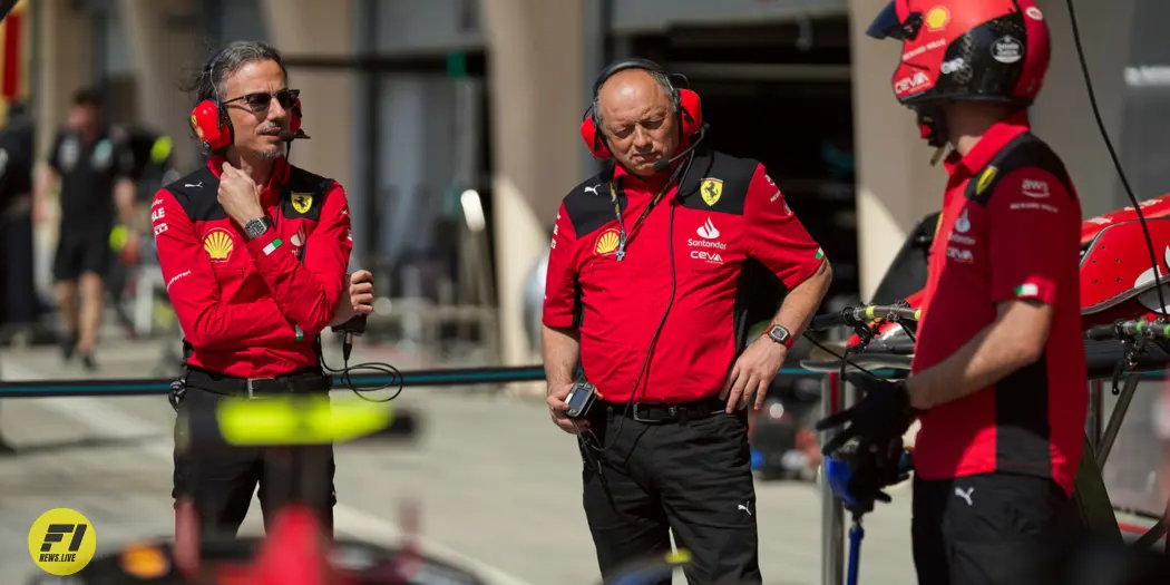 Laurent Mekies and Frederic Vasseur during the 2023 Bahrain Grand Prix weekend