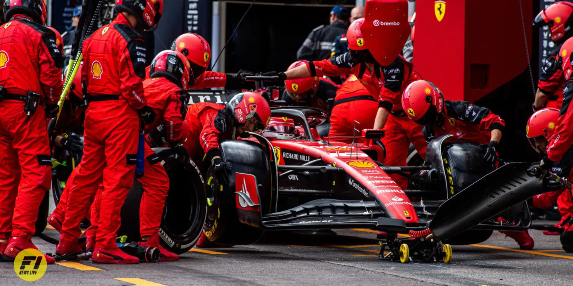 Charles Leclerc pit stop at the 2023 Monaco Grand Prix-Credit: Ferrari