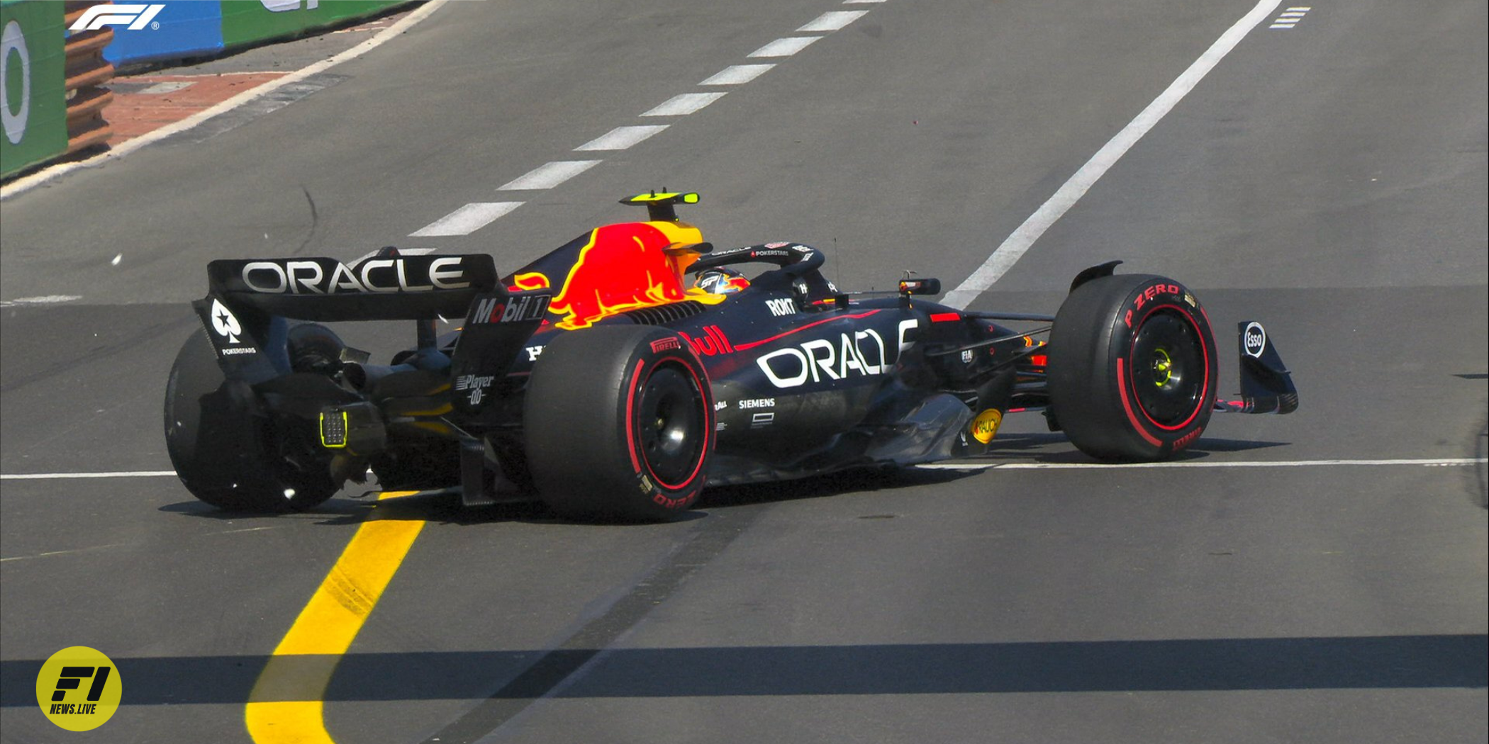 Sergio Perez early crash in qualifying at the 2023 Monaco Grand Prix-Credit: F1 TV 