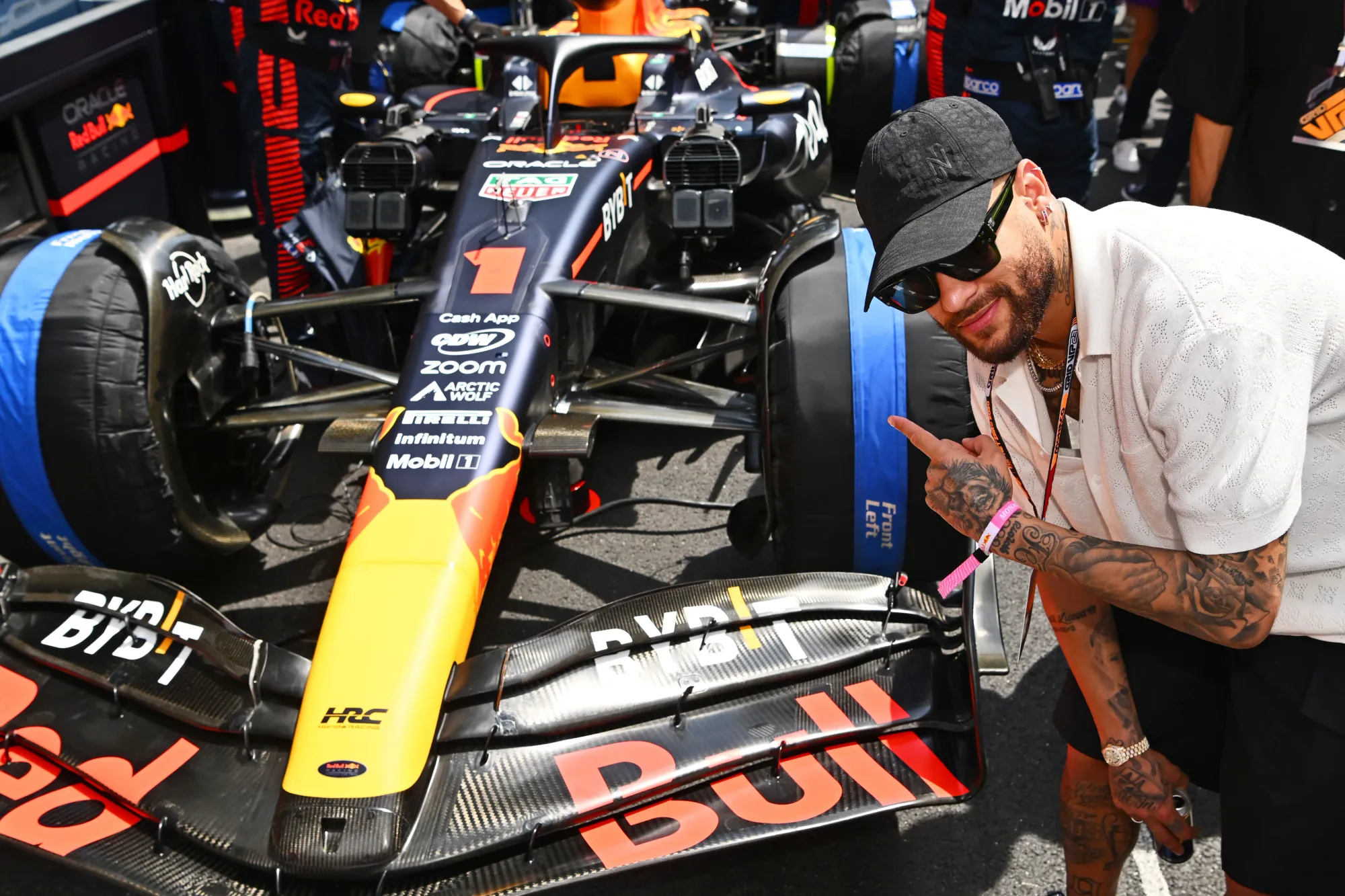 Neymar posing Infront of Max Verstappen's car at the starting grid of the 2023 Monaco Grand Prix: Getty Images-Red Bull Content Pool 