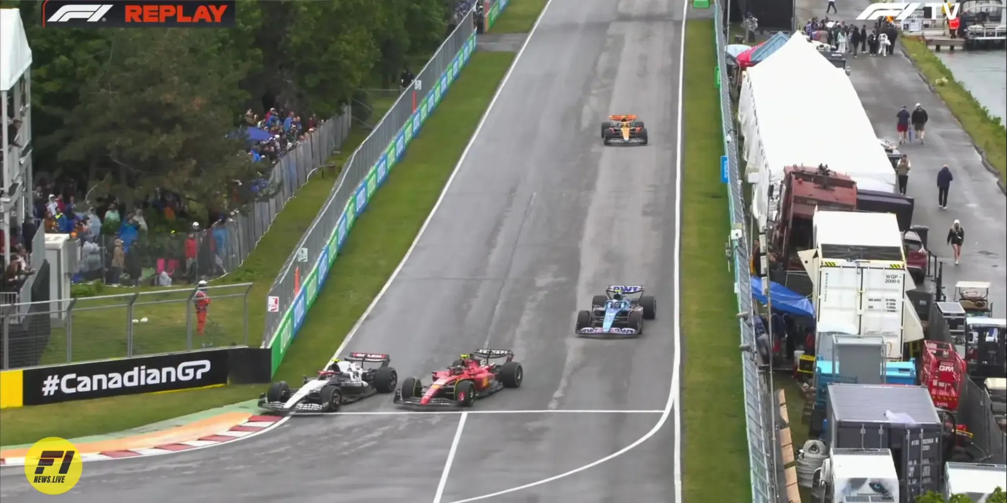 Carlos Sainz impeding Pierre Gasly during qualifying at the 2023 Canadian Grand Prix-Credit: F1TV