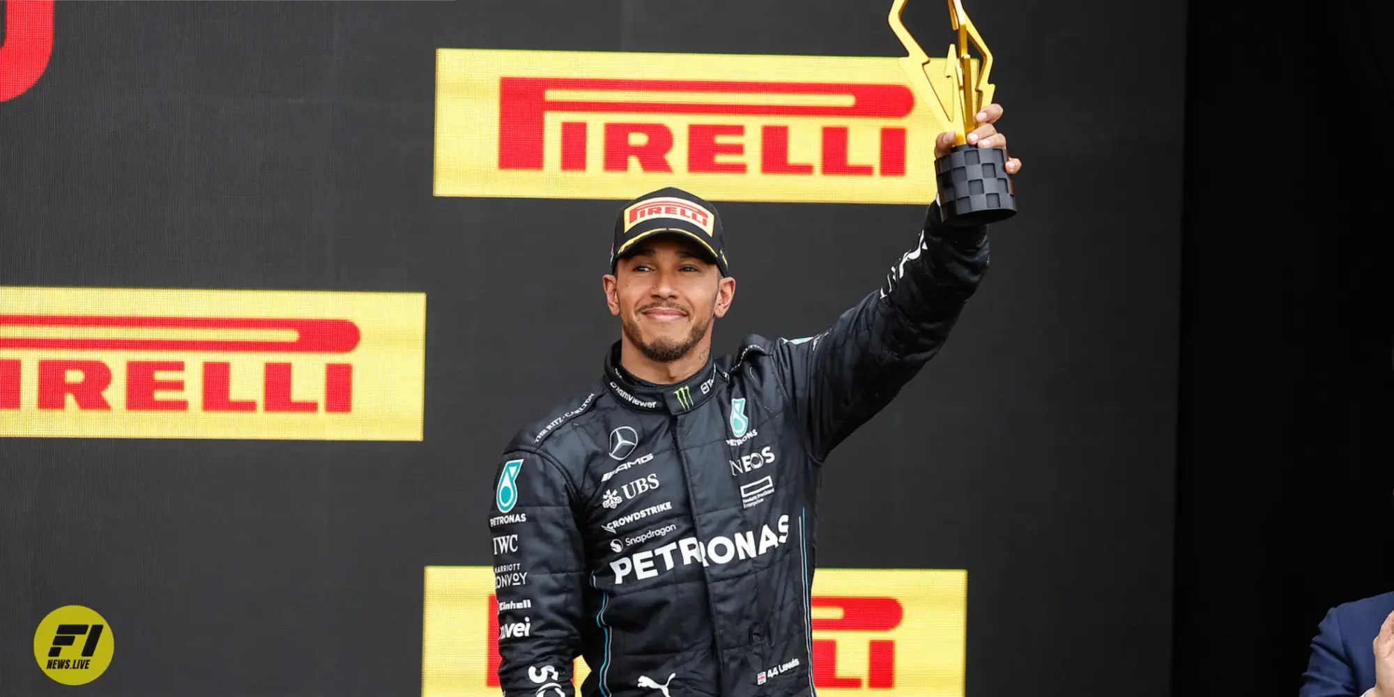 Lewis Hamilton celebrating his podium at the 2023 Canadian Grand Prix-Credit: Mercedes