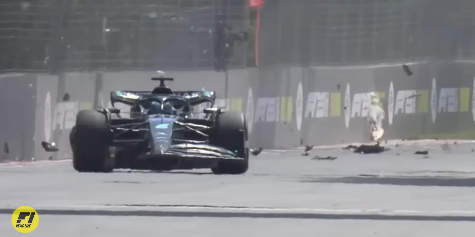 George Russell crashing at the 2023 Canadian Grand Prix-Credit: F1TV