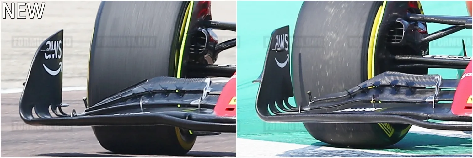 SF-23 comparison of the front wing-Credit: formu1a.uno