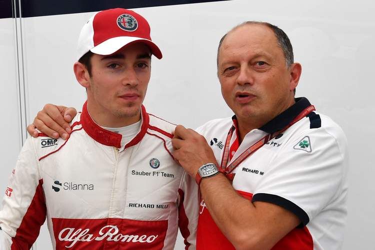 Charles Leclerc and Fred Vasseur when they were working for Sauber Alfa Romeo 