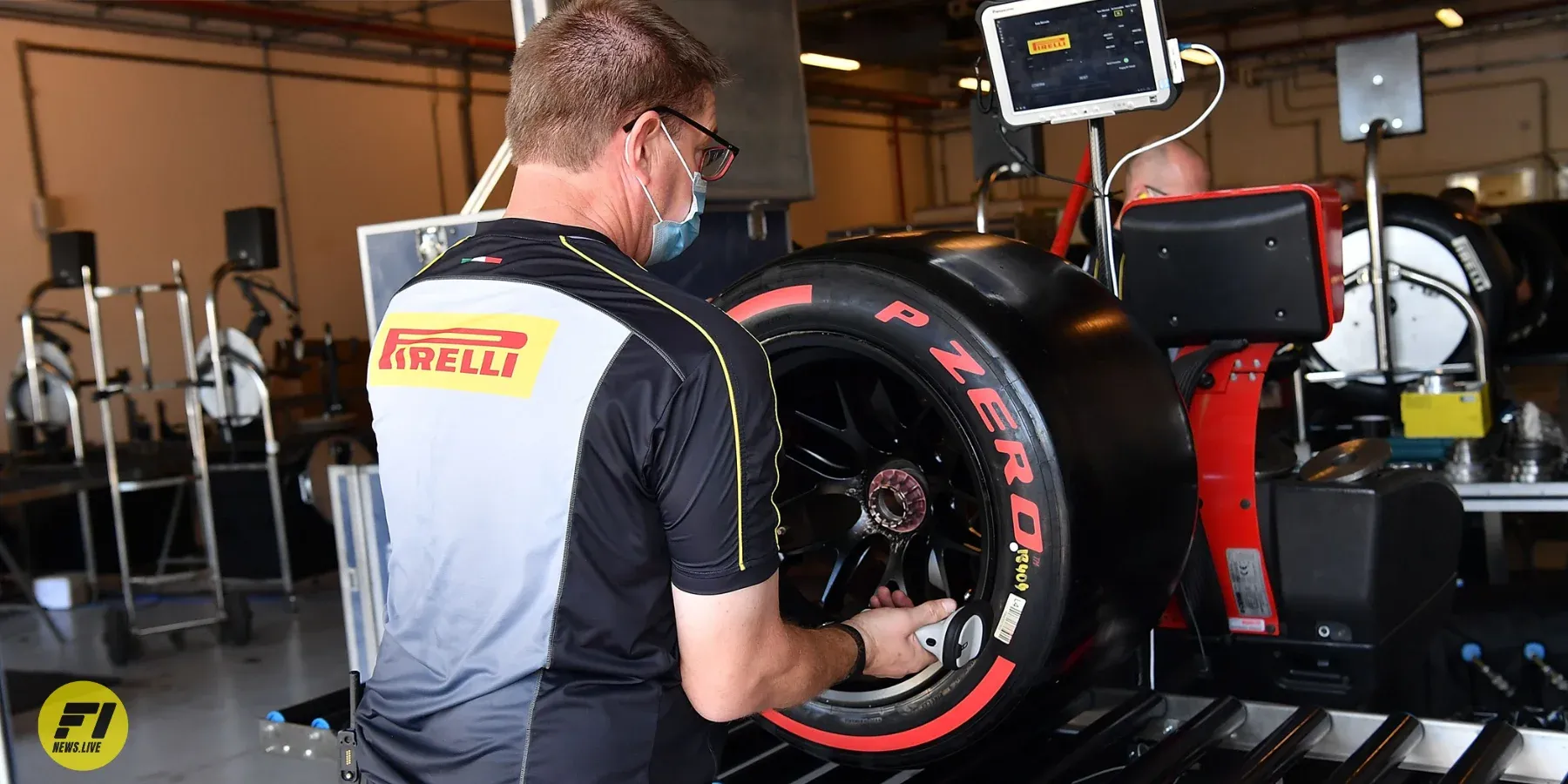 Pirelli team testing tyres before F1 race