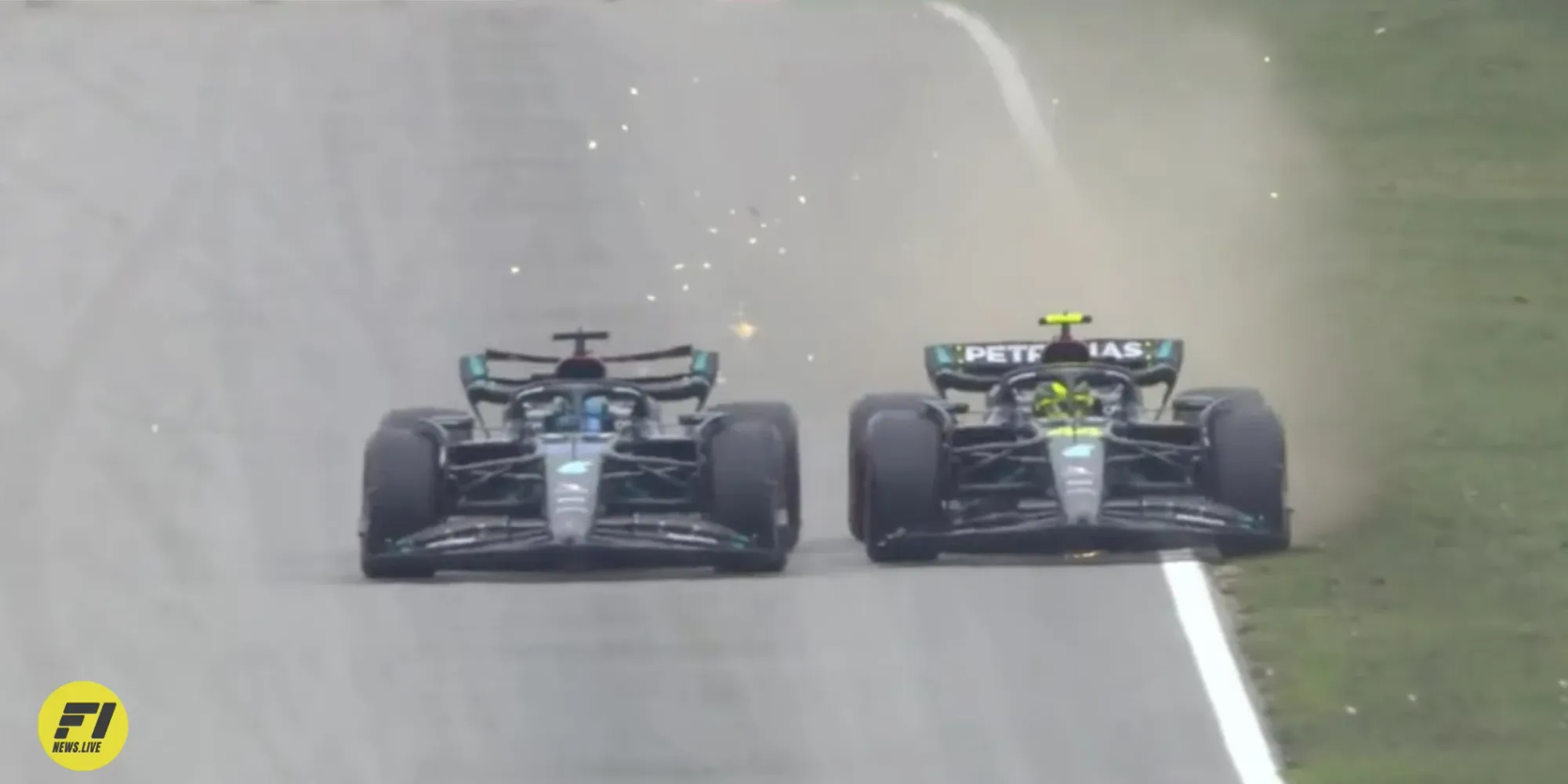 George Russell collide with Lewis Hamilton during Q2