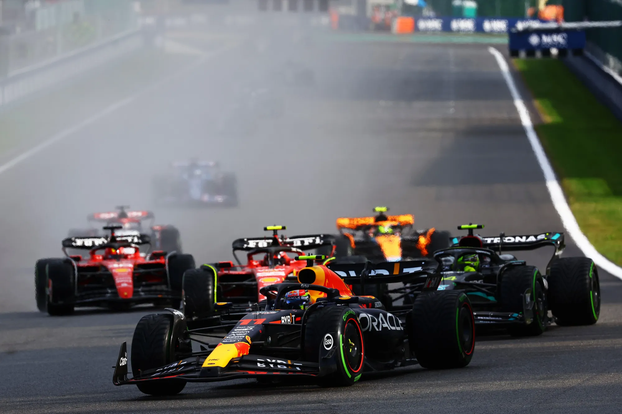 Max Verstappen leading the Sprint Race at the 2023 Belgian Grand Prix-Red bull Content Pool 