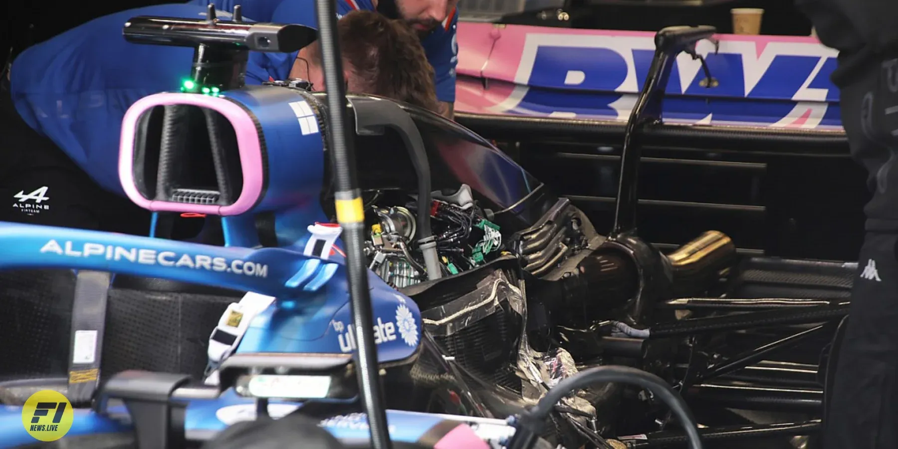 Engine area of Alpine F1 car