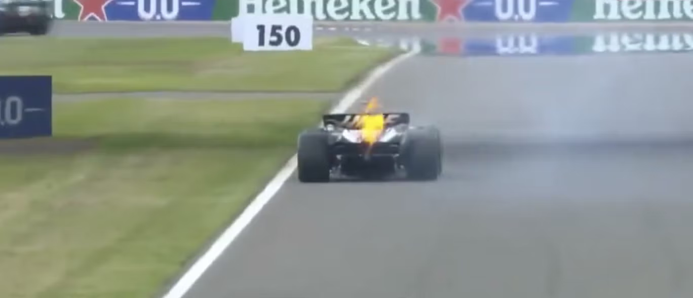 Kevin Magnussen stopped as a result of an engine issue at the 2023 British Grand Prix-Credit: F1TV