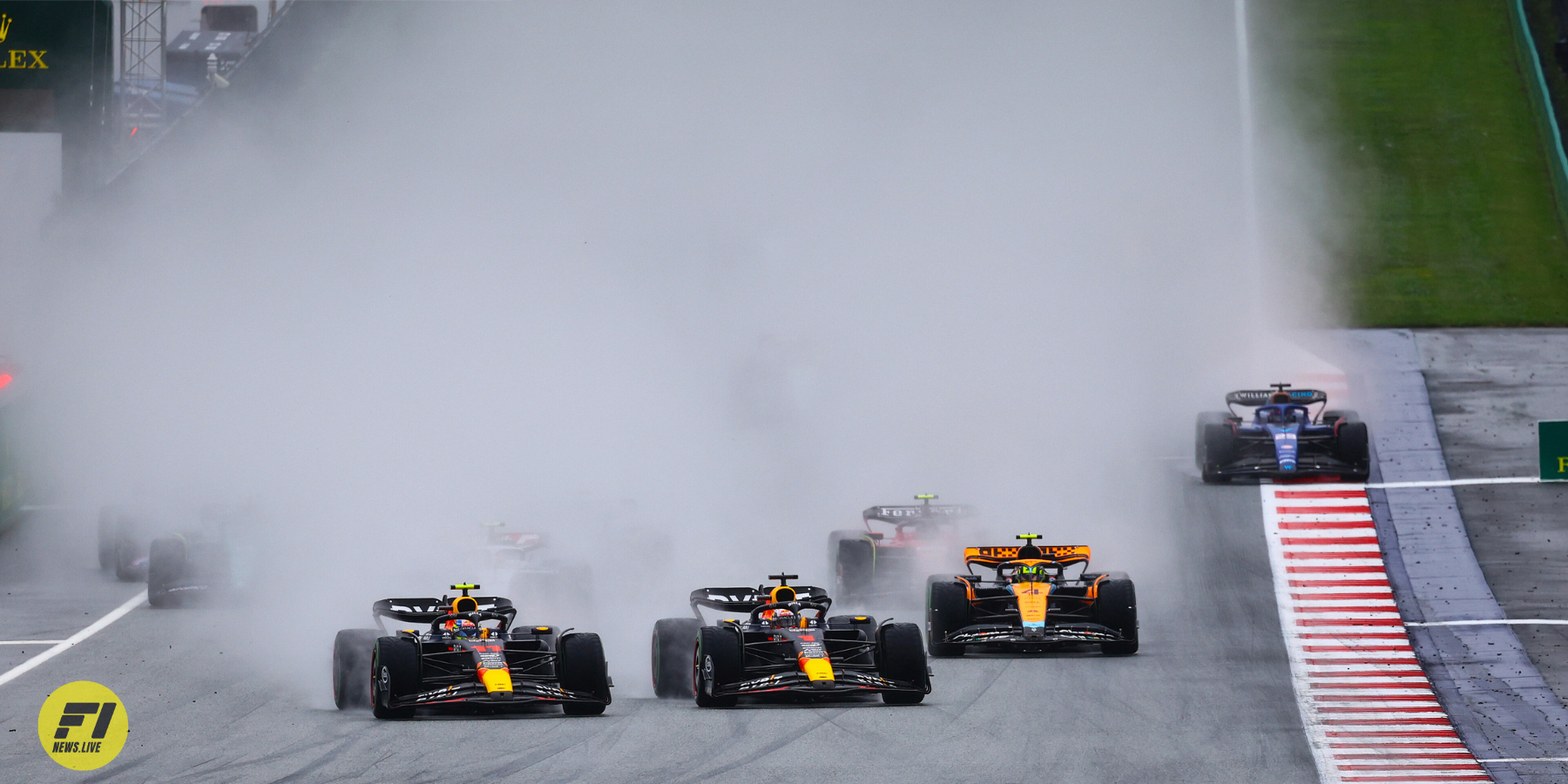 Sergio Perez and Max Verstappen fighting for P1 in the Sprint Race at the 2023 Austrian Grand Prix-Red Bull Content Pool 