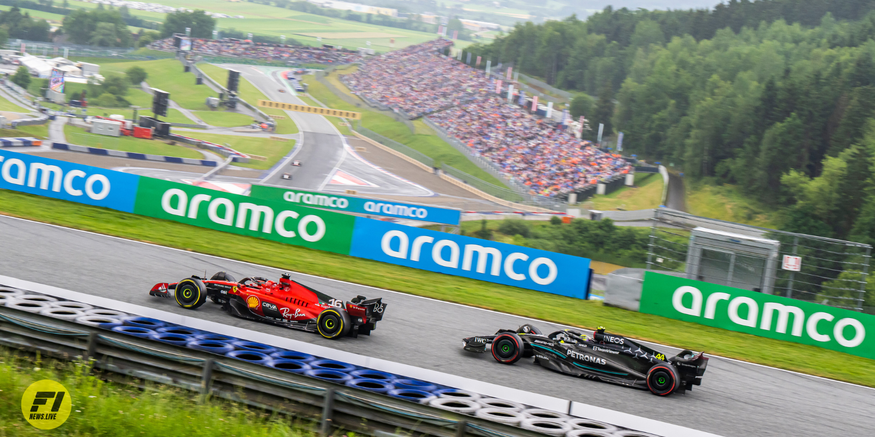 Charles Leclerc and Lewis Hamilton in the Sprint Race at the 2023 Austrian Grand Prix-Red Bull Content Pool