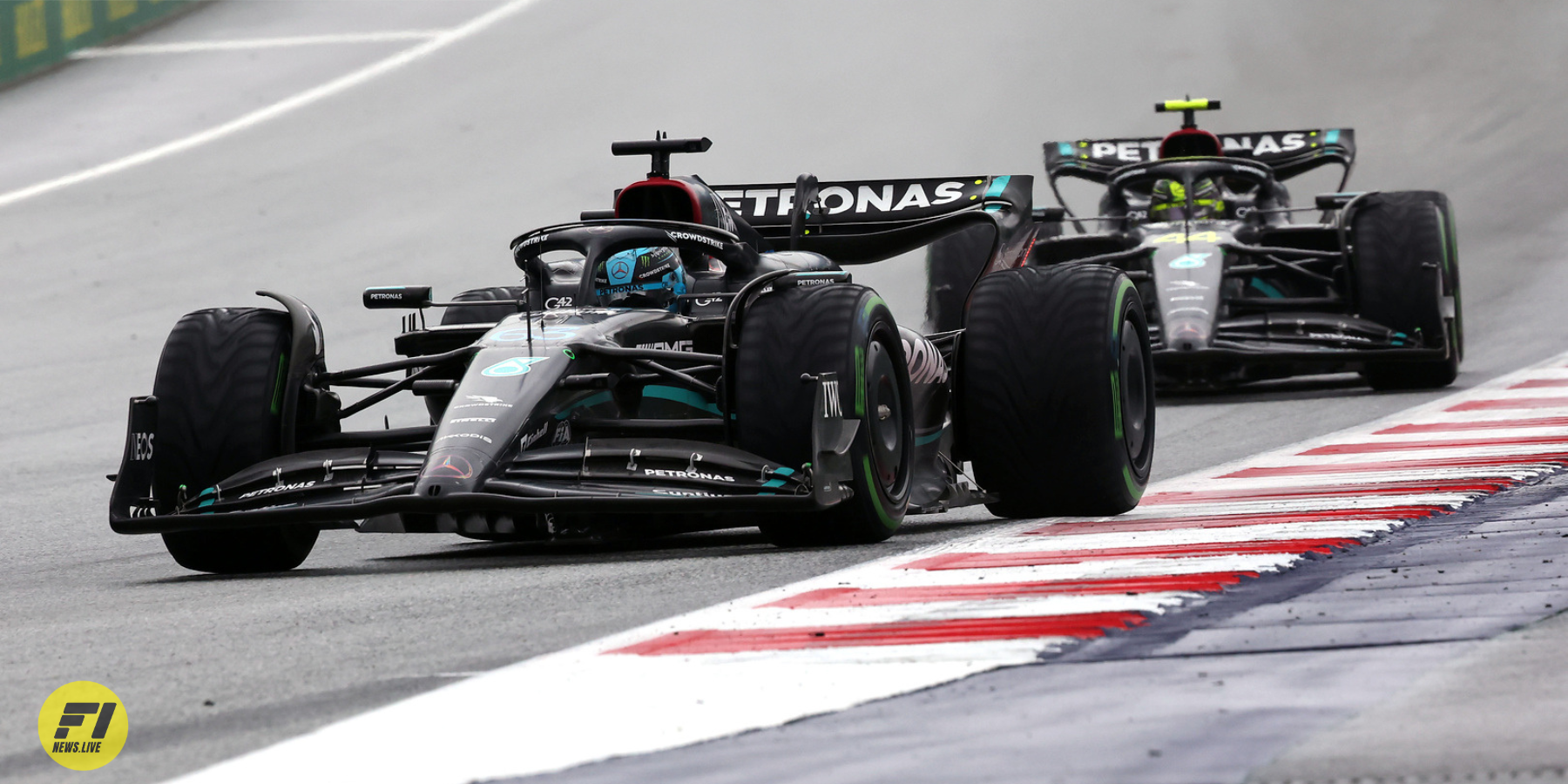 George Russell and Lewis Hamilton in the Sprint Race at the 2023 Austrian Grand Prix-Red Bull Content Pool