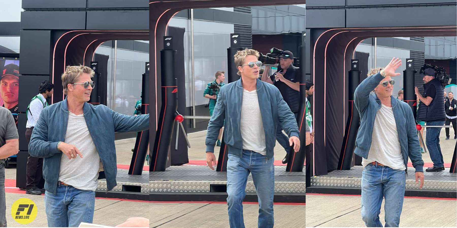 Brad Pitt in the paddock at the 2023 British GP-Credit: Twitter