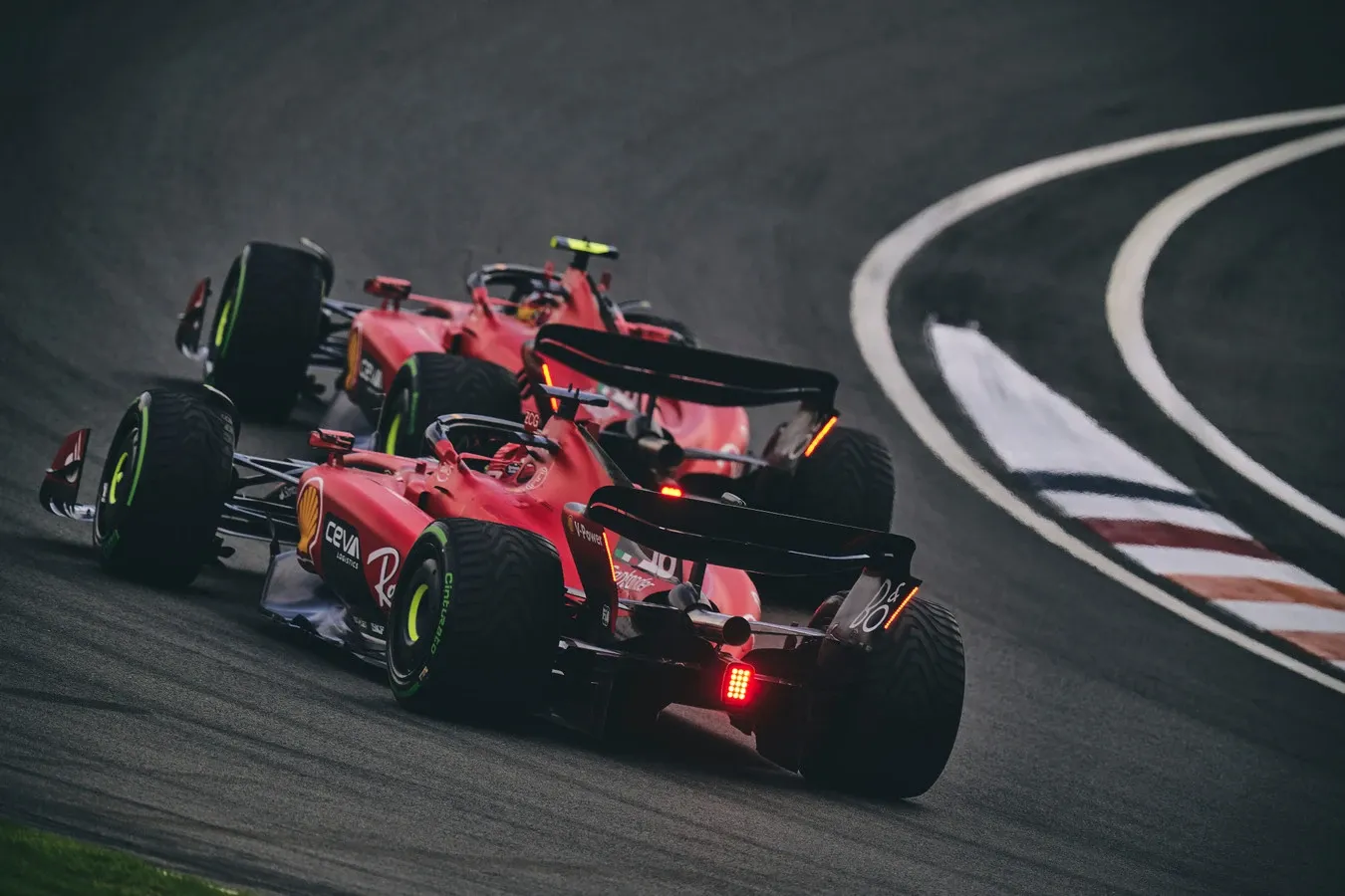 Carlos Sanz and Charles Leclerc at the 2023 Dutch Grand Prix