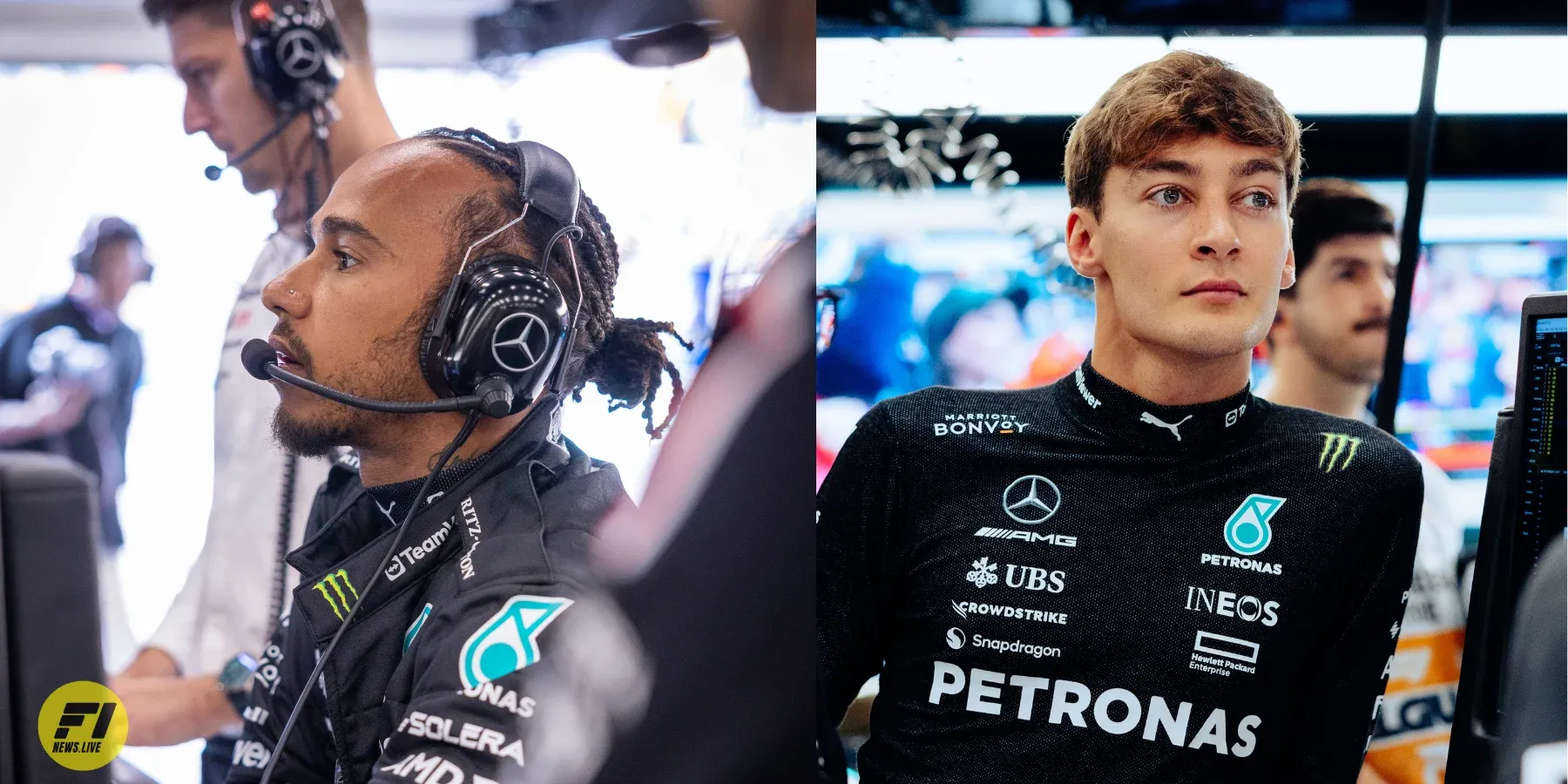 Lewis Hamilton and George Russell