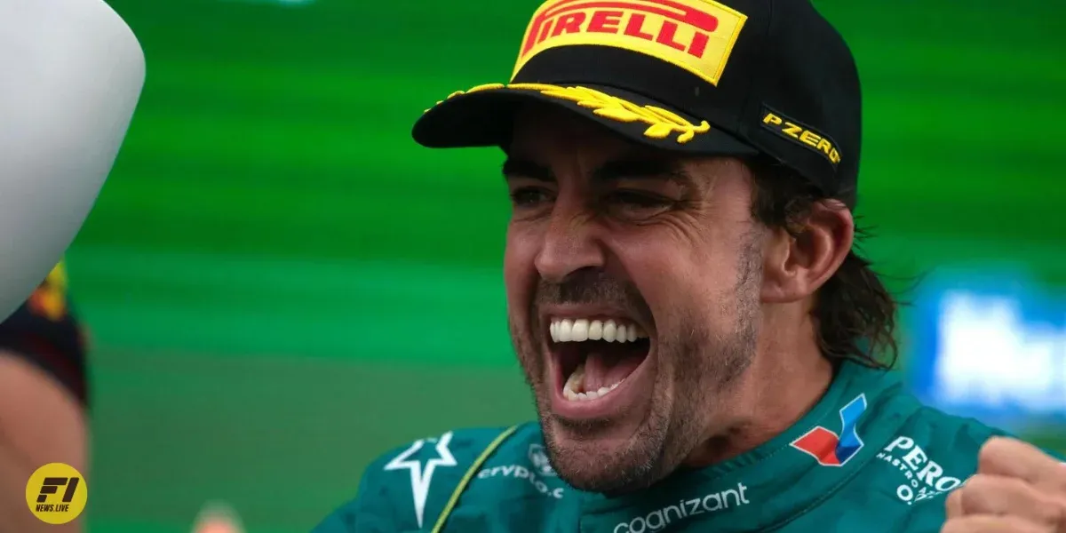 Fernando Alonso celebrating P2 in Dutch GP 2023