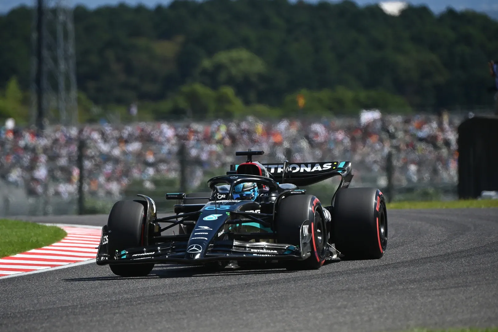 George Russell in qualifying at the 2023 Japanese Grand Prix-Mercedes