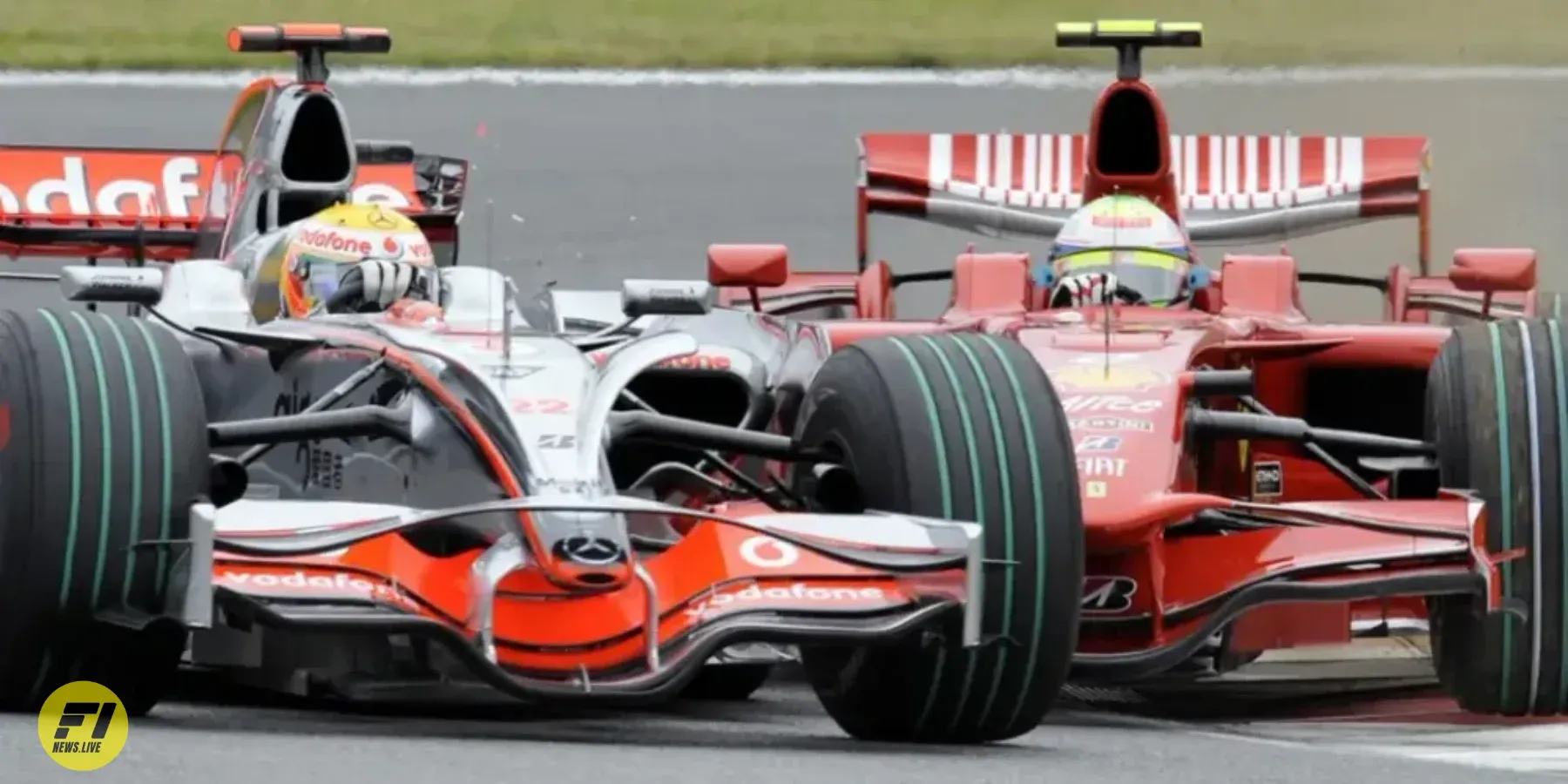 Felipe Masa and Lewis Hamilton "fighting" on track