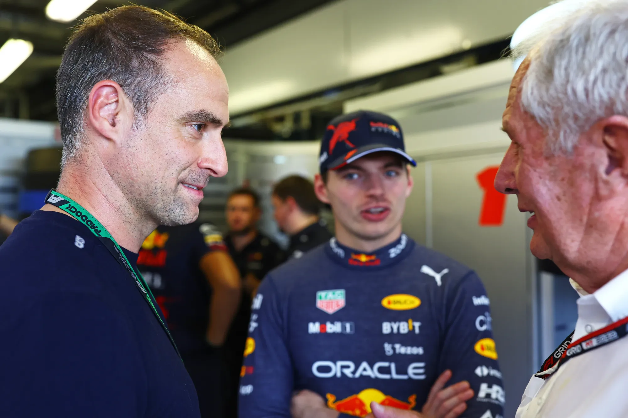 Oliver Mintzlaff, Max Verstappen and Helmut Marko-Red Bull Content Pool