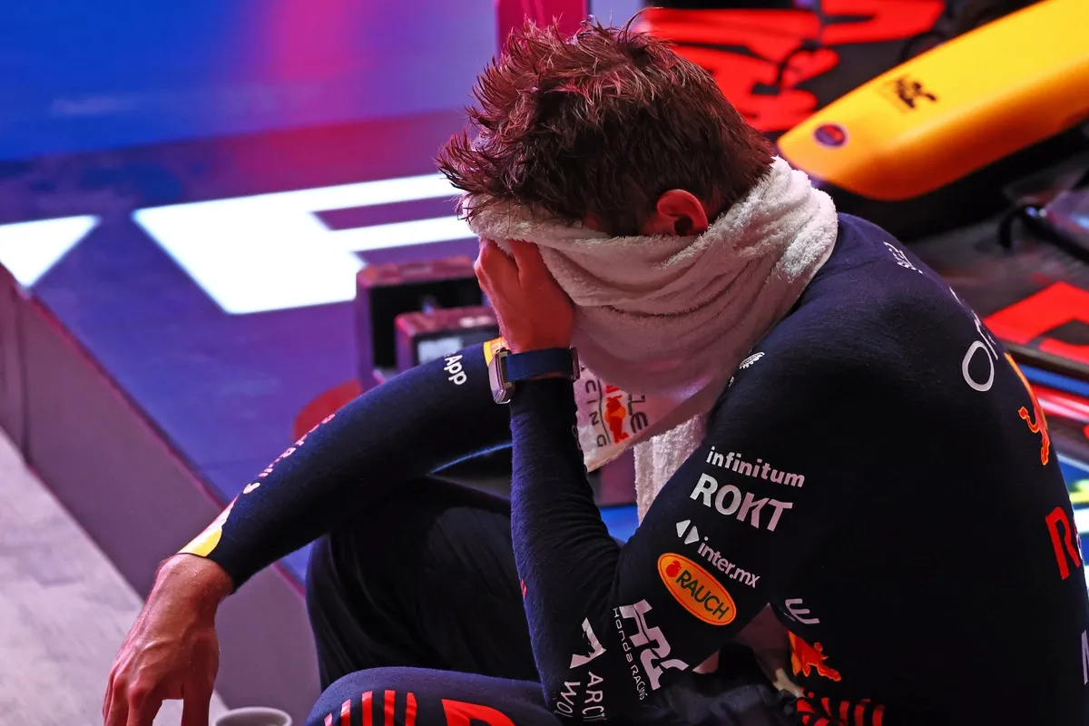 Max Verstappen visibly exhausted after the 2023 Qatar GP