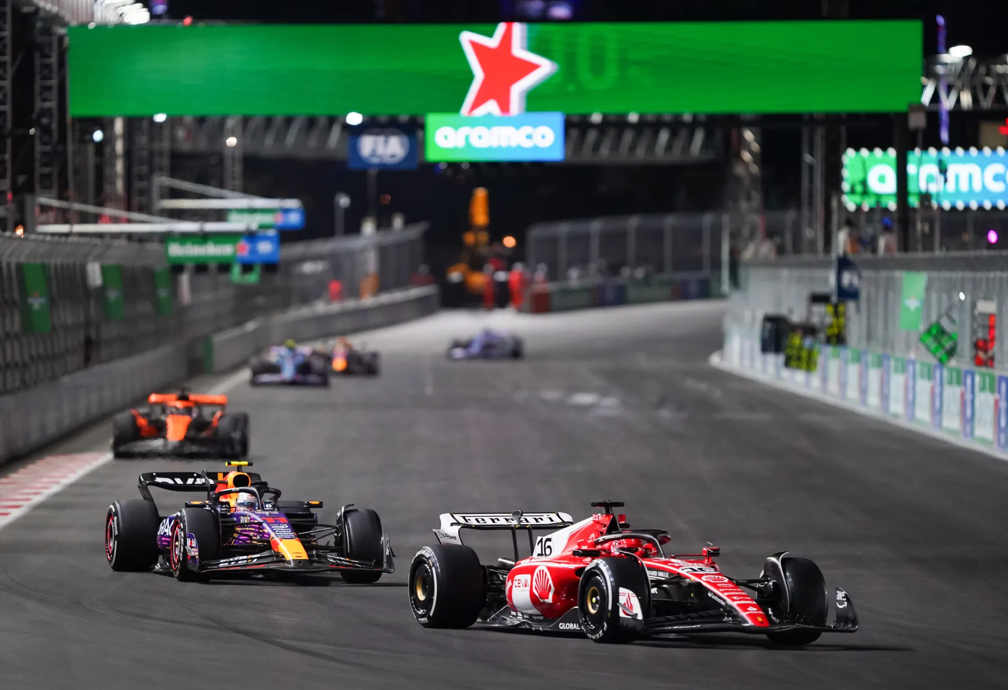 Charles Leclerc and Max Verstappen at the 2023 Las Vegas GP-Red Bull Content Pool