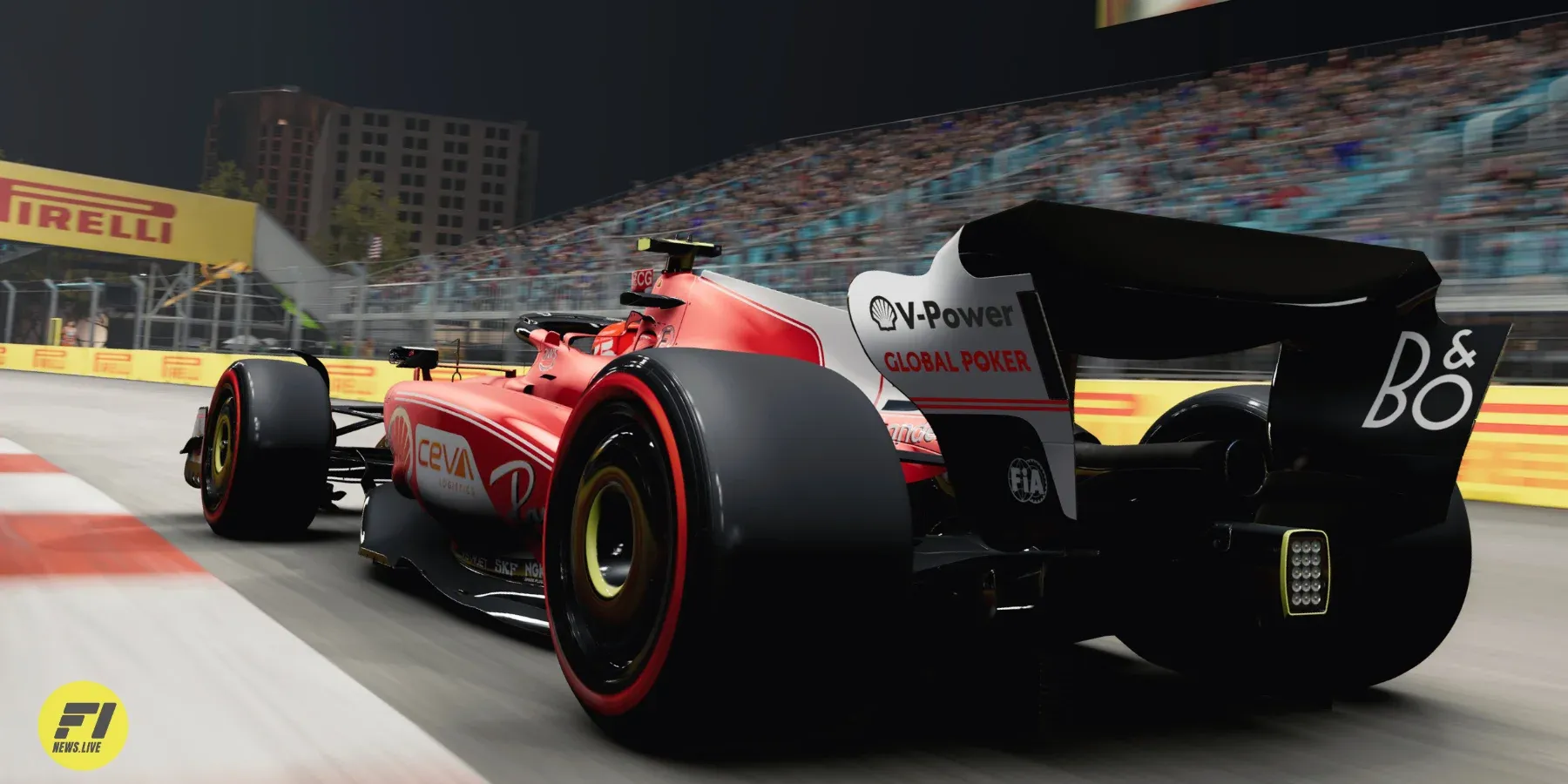 Ferrari's iconic red-and-white livery for Las Vegas F1 event