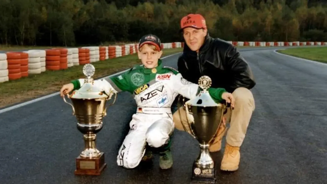 Young Sebastian Vettel and Michael Schumacher 