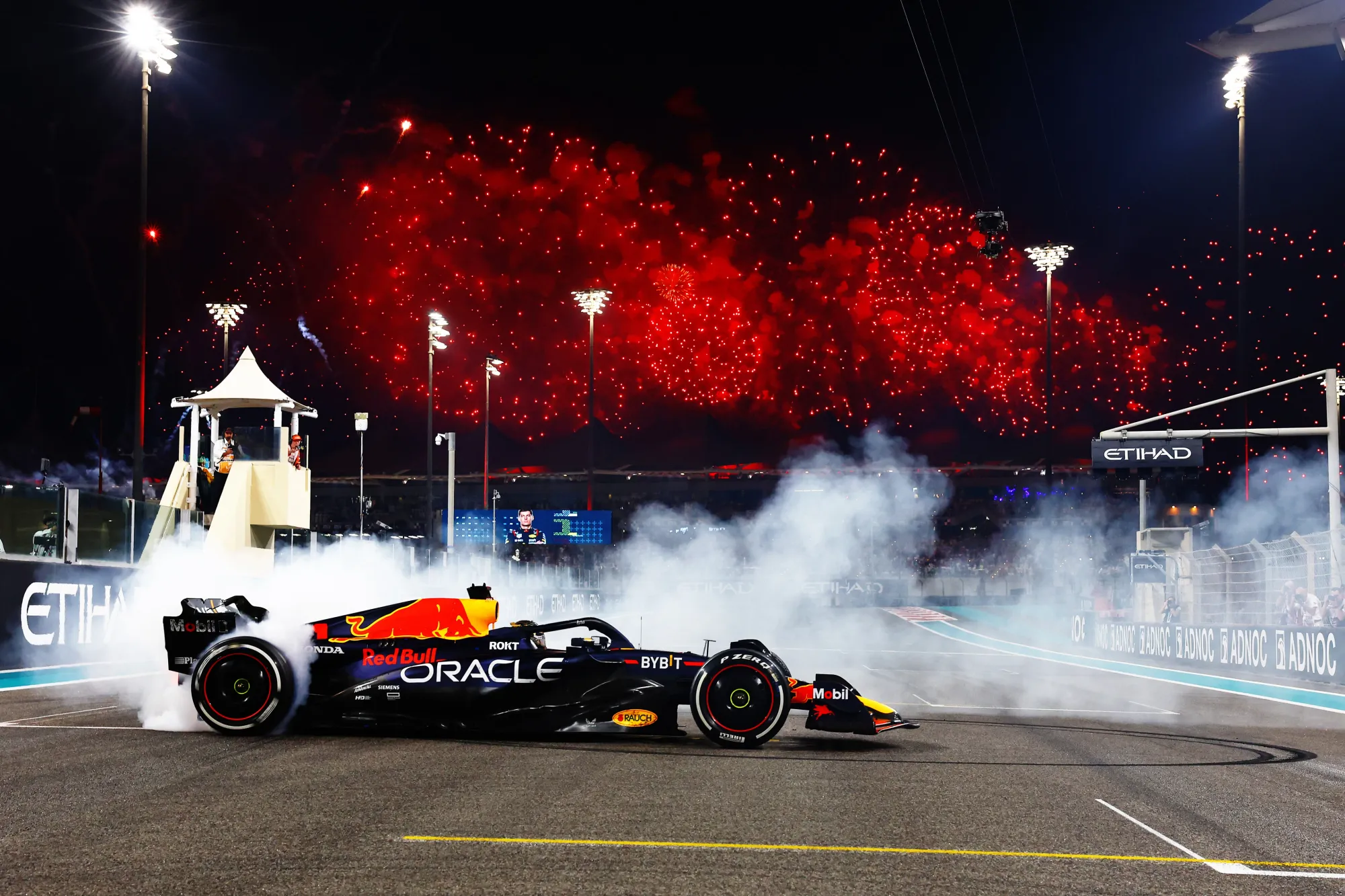 Max Verstappen celebrating his win at the 2023 the Abu Dhabi Grand Prix-Red Bull Content Pool