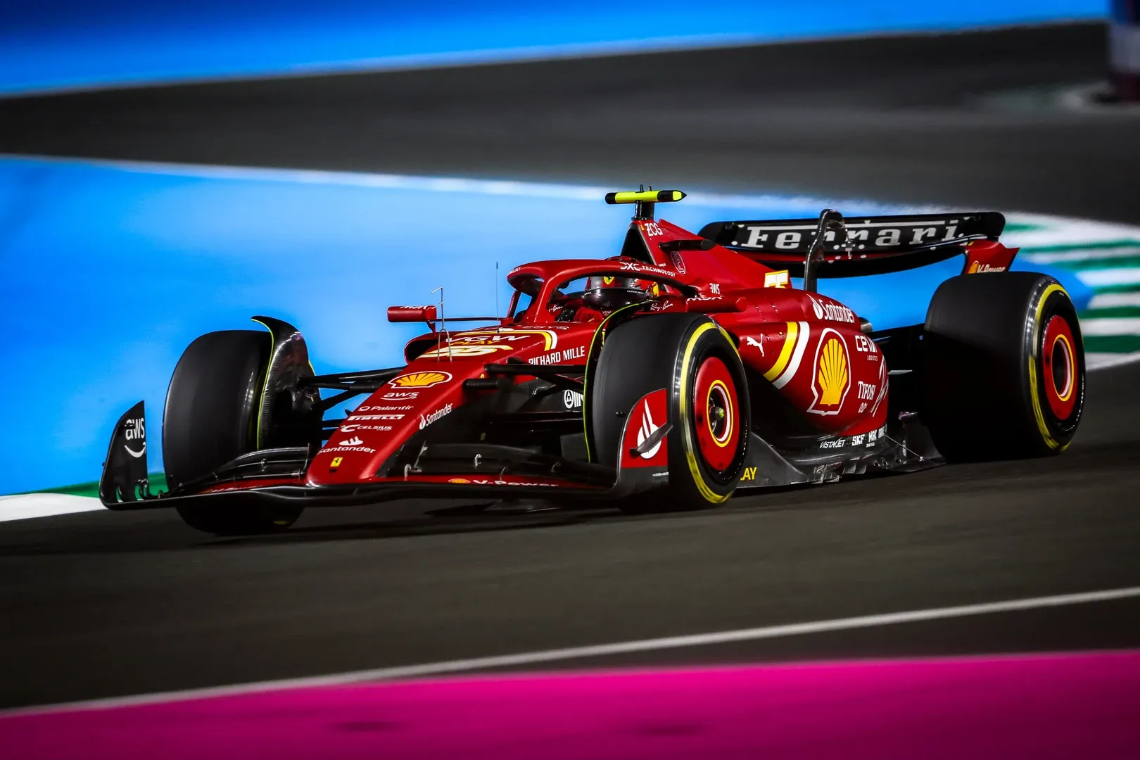 Carlos Sainz during FP2 at the 2024 Saudi Arabian GP-Ferrari