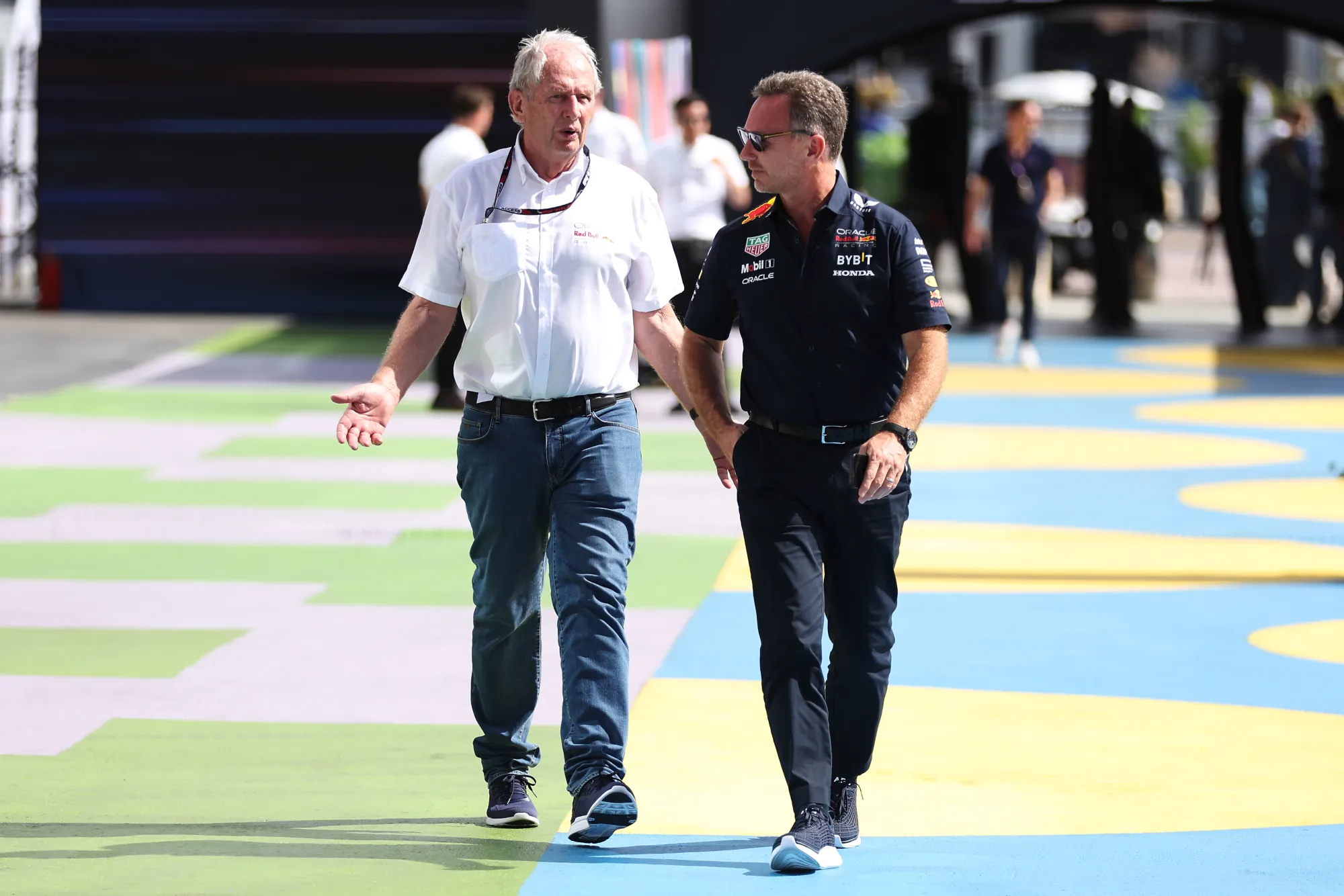 Helmut Marko and Christian Horner-Red Bull Content Pool 