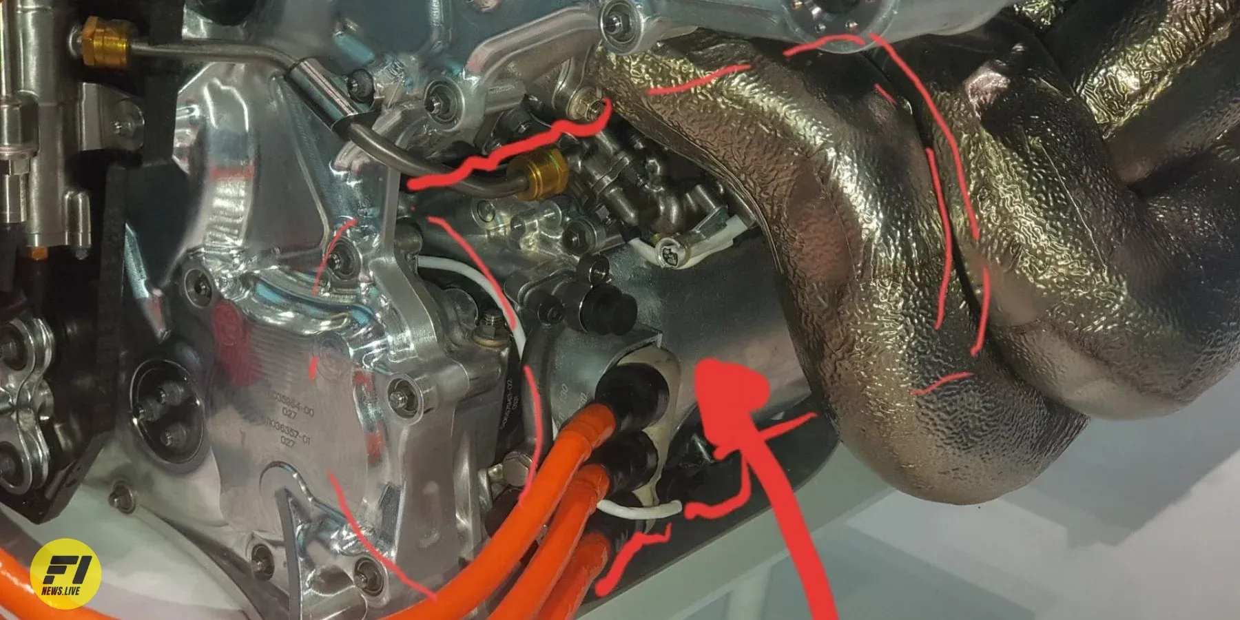 MGU-K (highlighted in red) in the Ferrari hybrid power unit