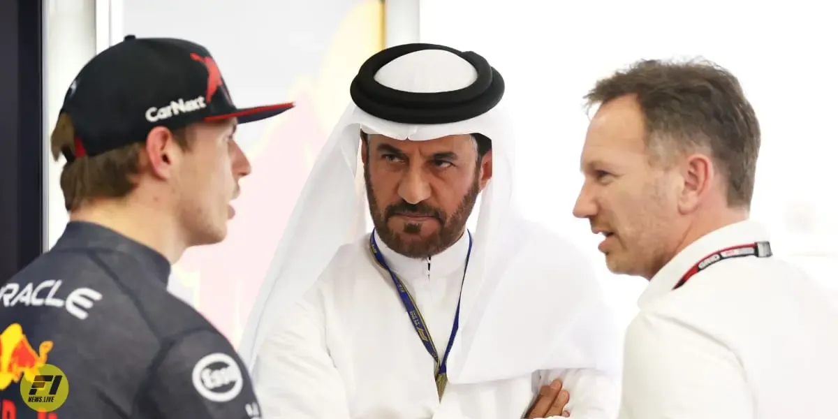 Max Verstappen, Mohammed Ben Sulayem and Christian Horner