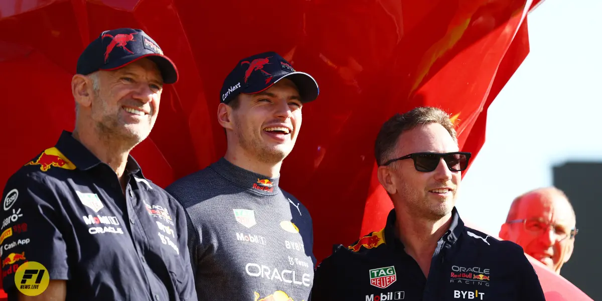  Adrian Newey, Max Verstappen and Christian Horner