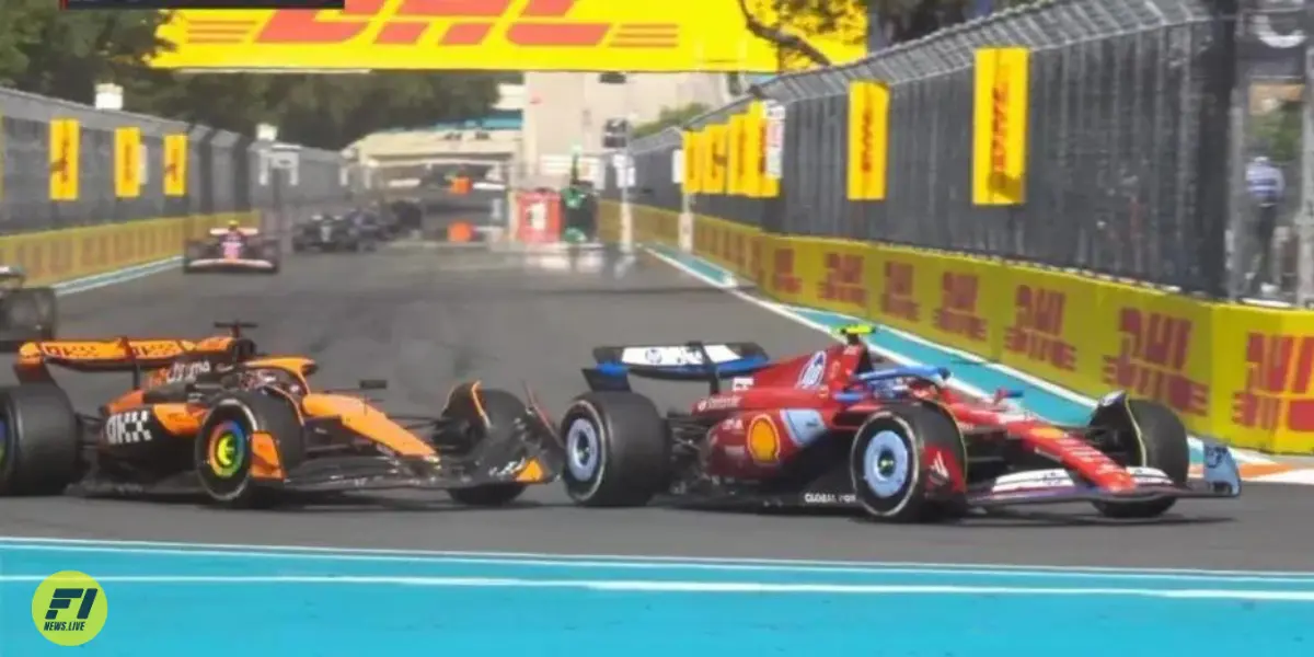 Carlos Sainz and Oscar Piastri collide during the race at the 2024 Miami GP-F1 TV