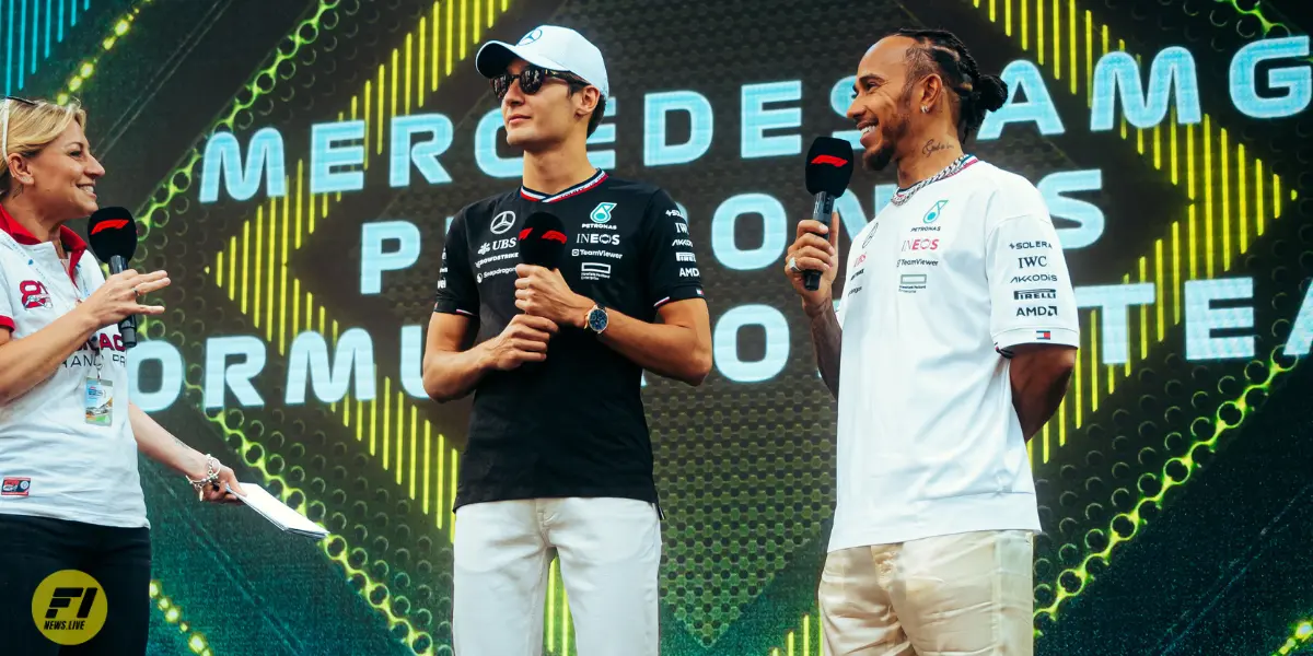 George Russell and Lewis Hamilton-Mercedes