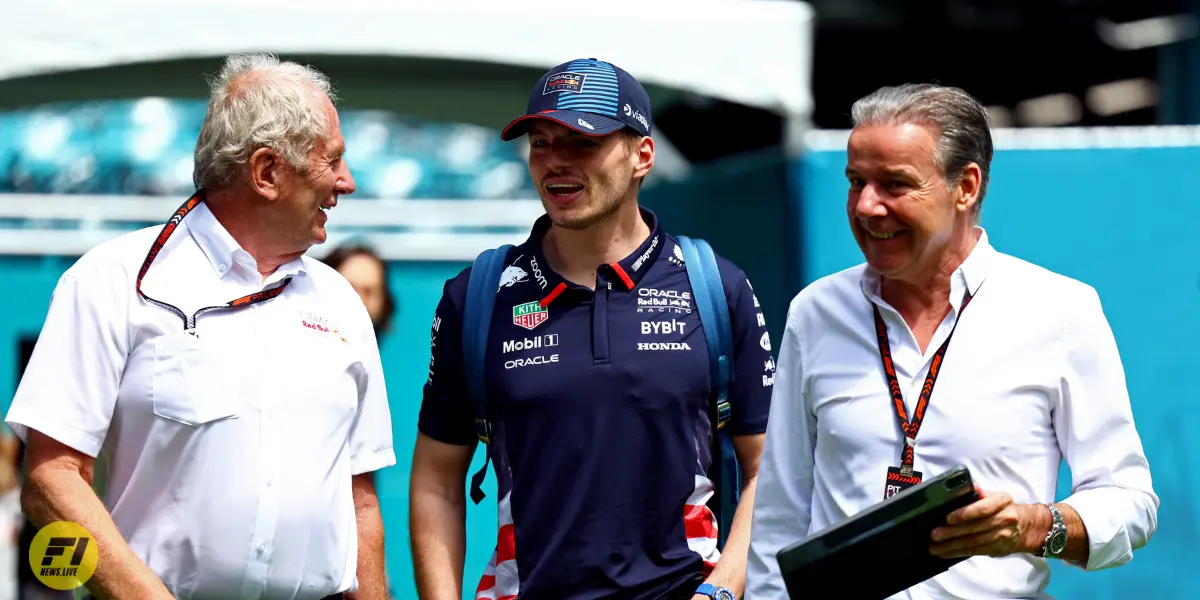 Helmut Marko,Max Verstappen and Raymond Vermeulen-Red Bull Content Pool