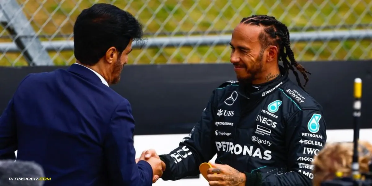 Lewis Hamilton and FIA President Mohammed Ben Sulayem-Pitinsider.com