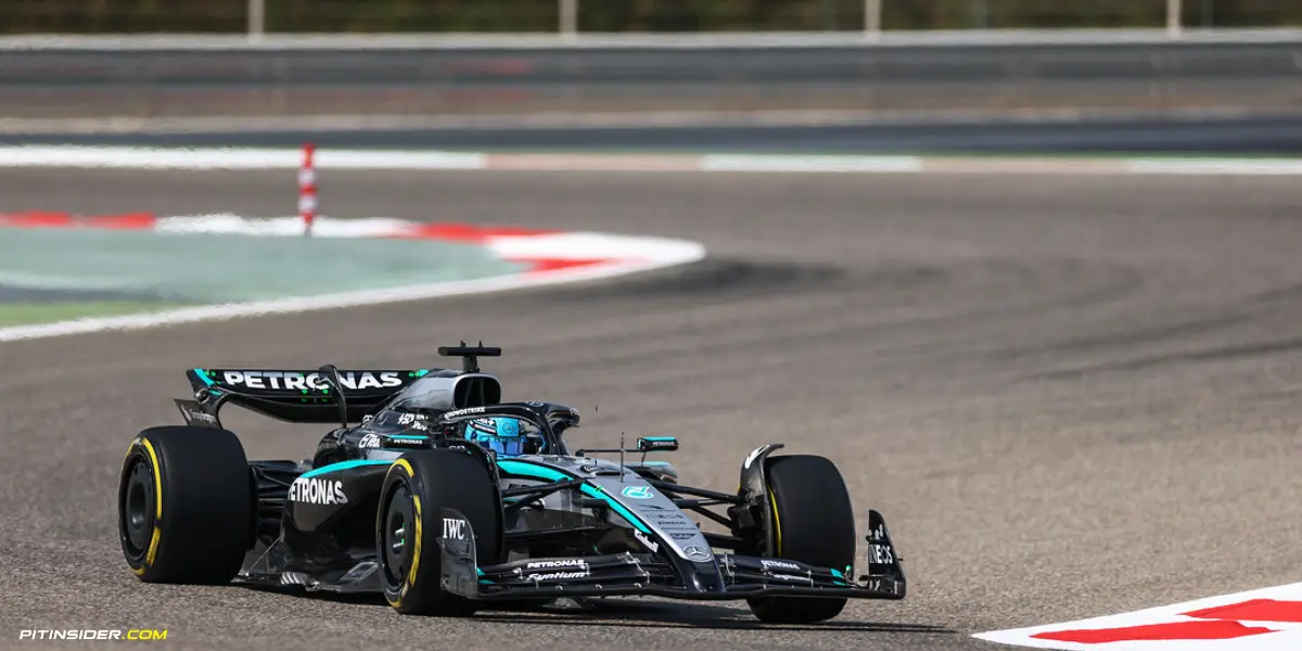 George Russell during day 2 of testing of 2025 in Bahrain-Mercedes