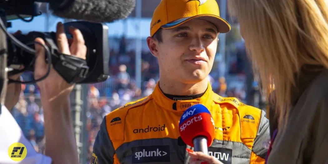 Lando Norris talking to media during Australian GP 2023